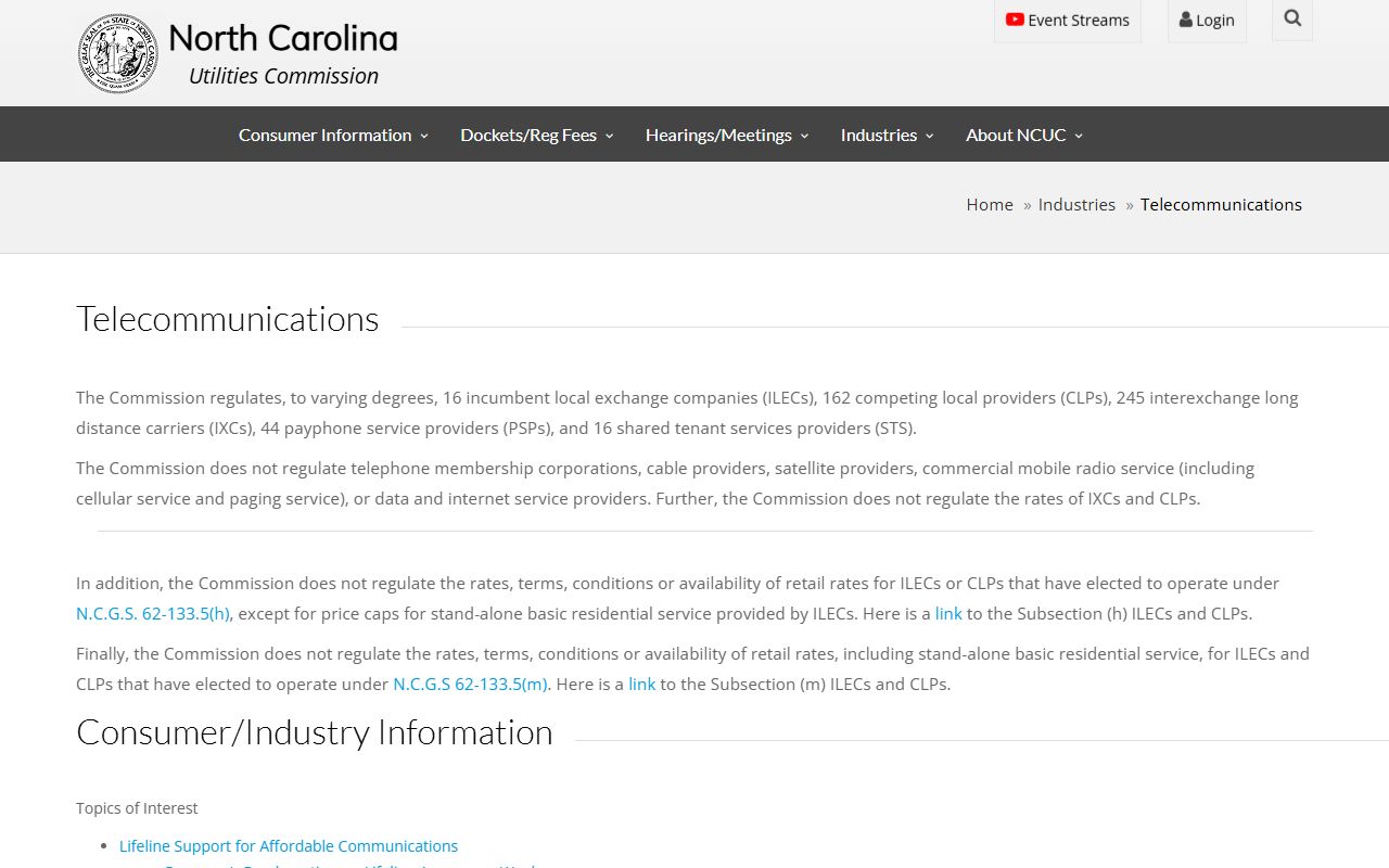 Thomasville phone area codes North Carolina Utilities Commission telecommunications page